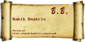 Babik Beatrix névjegykártya